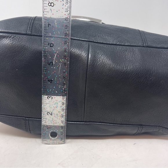 B. Makowsky Black Genuine Leather Top Handle Satchel Purse Handbag - Picture 8 of 11